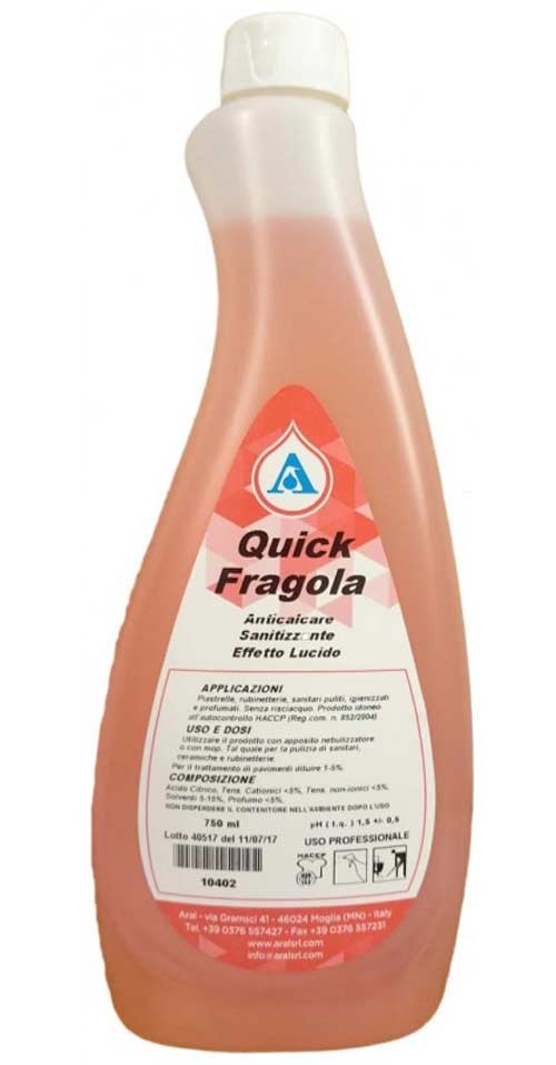 QUICK FRAGOLA Detergente igienizzante anticalcare per alberghi e hotel QUICK FRAGOLA Detergente igienizzante anticalcare per alberghi e hotel