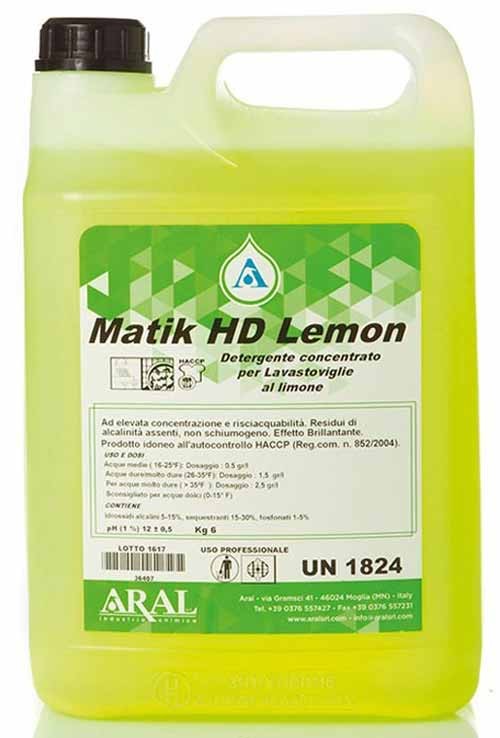 Matik HD Lemon Tanica 6 Kg Detergente Concentrato Lavastoviglie al Limone Matik HD Lemon Tanica 6 Kg Detergente Concentrato Lavastoviglie al Limone